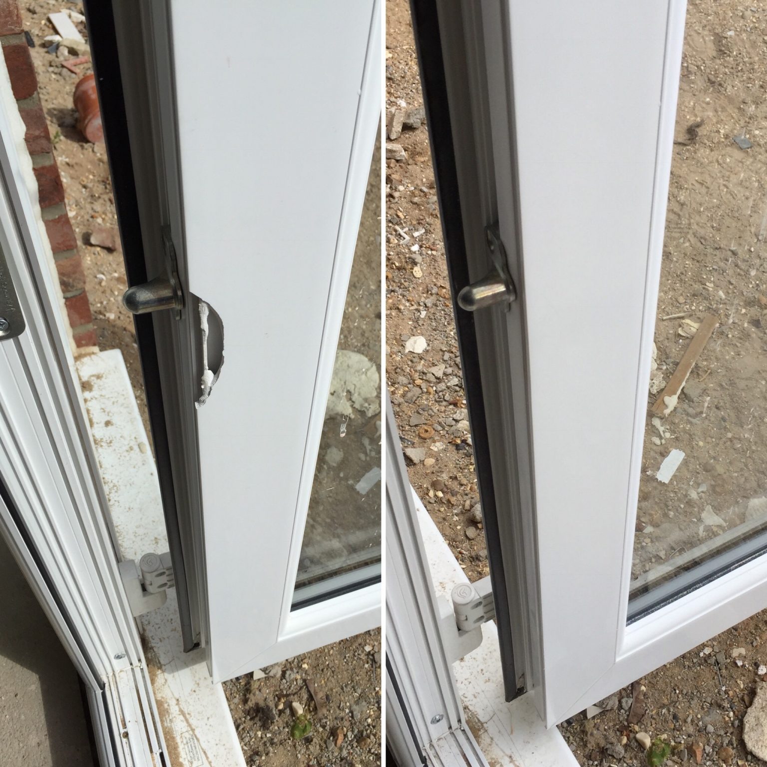 Damaged door frame