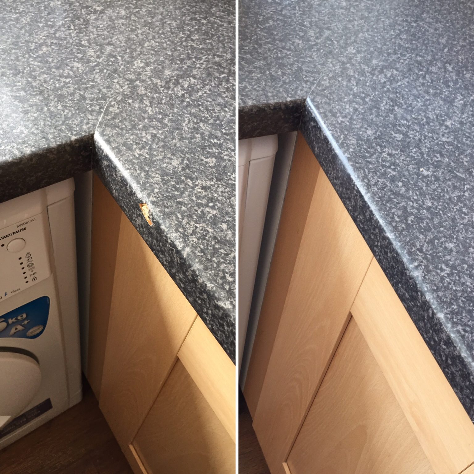 Chipped worktop edge